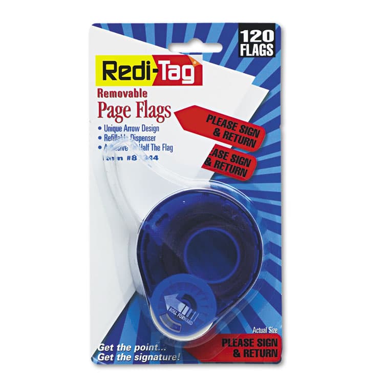 REDI-TAG CORPORATION Arrow Message Page Flags in Dispenser, "Please Sign and Return", Red, 120 Flags/Dispenser (RTG81344)