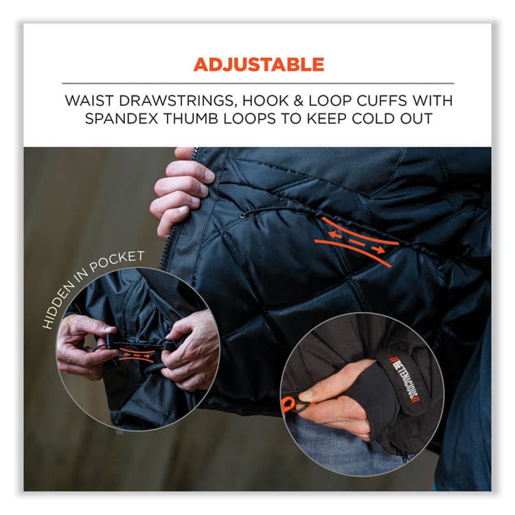 ERGODYNE CORPORATION N-Ferno 6466 Thermal Jacket with 500D Nylon Shell, 3X-Large, Black (EGO41117) thumbnail 4