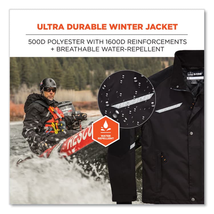 ERGODYNE CORPORATION N-Ferno 6466 Thermal Jacket with 500D Nylon Shell, 4X-Large, Black (EGO41118) thumbnail 2