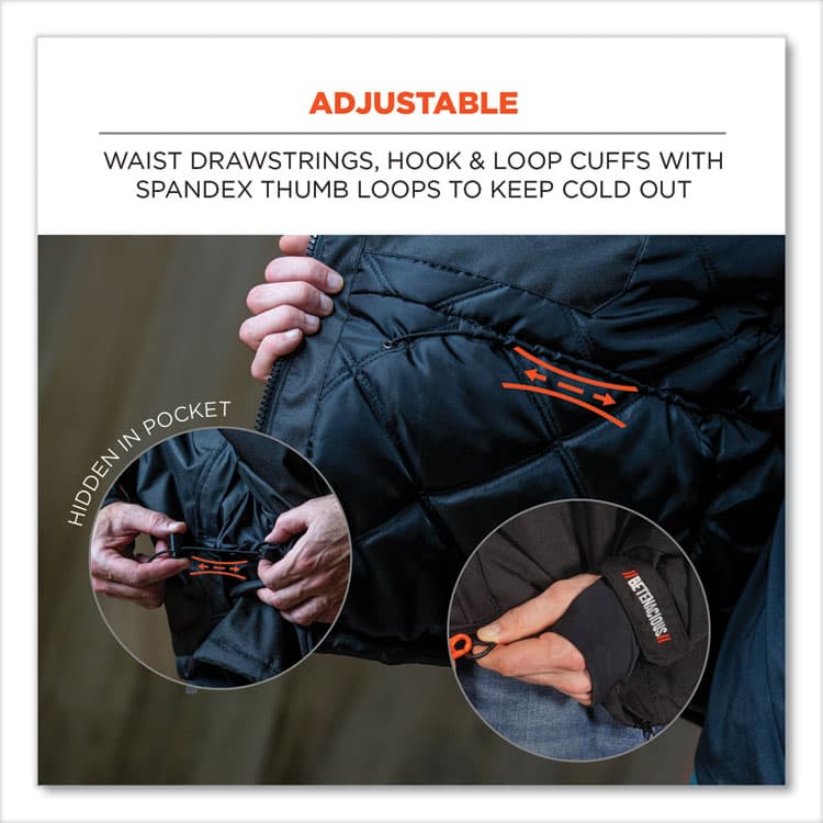 ERGODYNE CORPORATION N-Ferno 6466 Thermal Jacket with 500D Nylon Shell, 4X-Large, Black (EGO41118) thumbnail 4