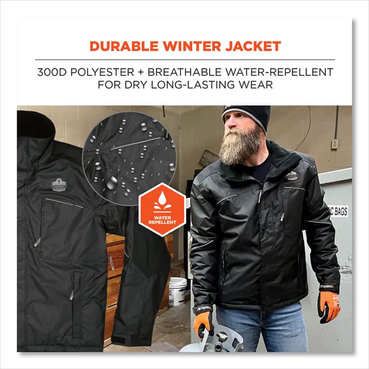 ERGODYNE CORPORATION N-Ferno 6467 Winter Work Jacket with 300D Polyester Shell, Medium, Black (EGO41123) thumbnail 3
