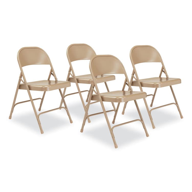NATIONAL PUBLIC SEATING 50 Series All-Steel Folding Chair, Supports Up to 500 lb, 16.75" Seat Height, Beige Seat, Beige Back, Beige Base, 4/Carton (NPS51)
