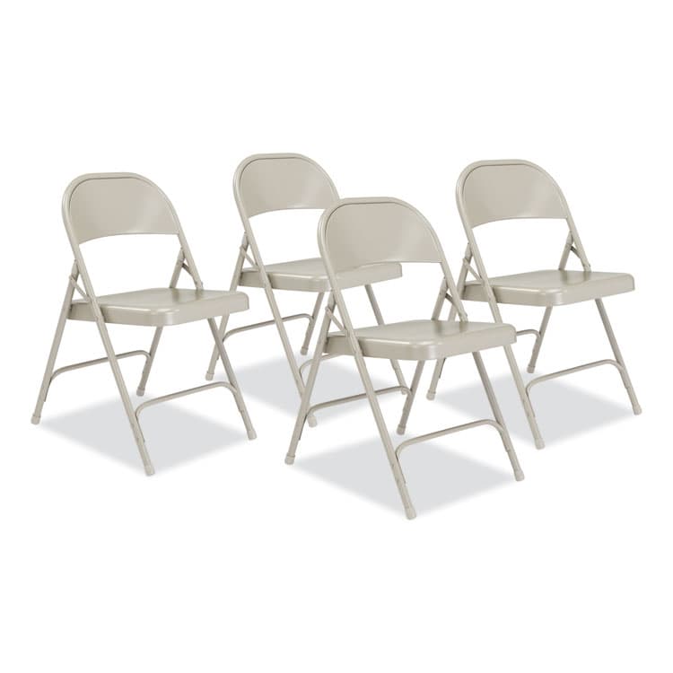 NATIONAL PUBLIC SEATING 50 Series All-Steel Folding Chair, Supports Up to 500 lb, 16.75" Seat Height, Gray Seat, Gray Back, Gray Base, 4/Carton (NPS52)