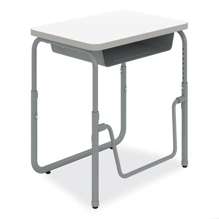 SAFCO PRODUCTS AlphaBetter 2.0 Height-Adjustable Student Desk with Pendulum Bar and Book Box, 27.75 x 19.75 x 22 to 30, Dry Erase (SAF1222DE)