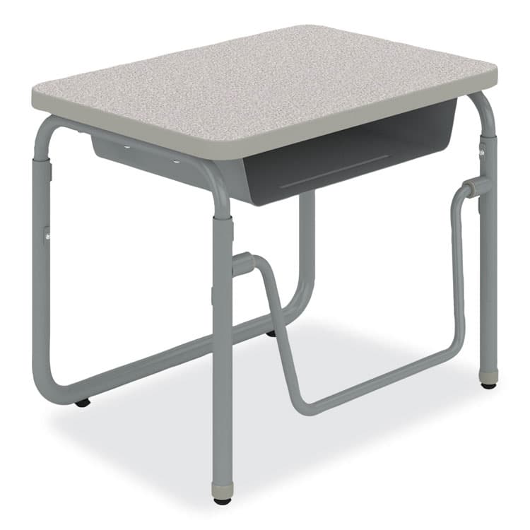 SAFCO PRODUCTS AlphaBetter 2.0 Height-Adjustable Student Desk with Pendulum Bar and Book Box, 27.75" x 19.75" x 22" to 30", Pebble Gray (SAF1222GR) thumbnail 4