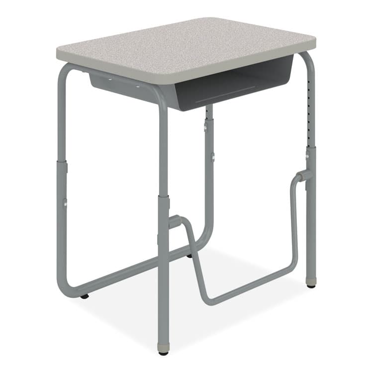 SAFCO PRODUCTS AlphaBetter 2.0 Height-Adjustable Student Desk with Pendulum Bar and Book Box, 27.75" x 19.75" x 22" to 30", Pebble Gray (SAF1222GR)