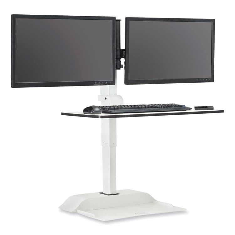 SAFCO PRODUCTS Soar Electric Desktop Sit/Stand Dual Monitor Arm, For 27" Monitors, White, Supports 10 lbs (SAF2193WH) thumbnail 2