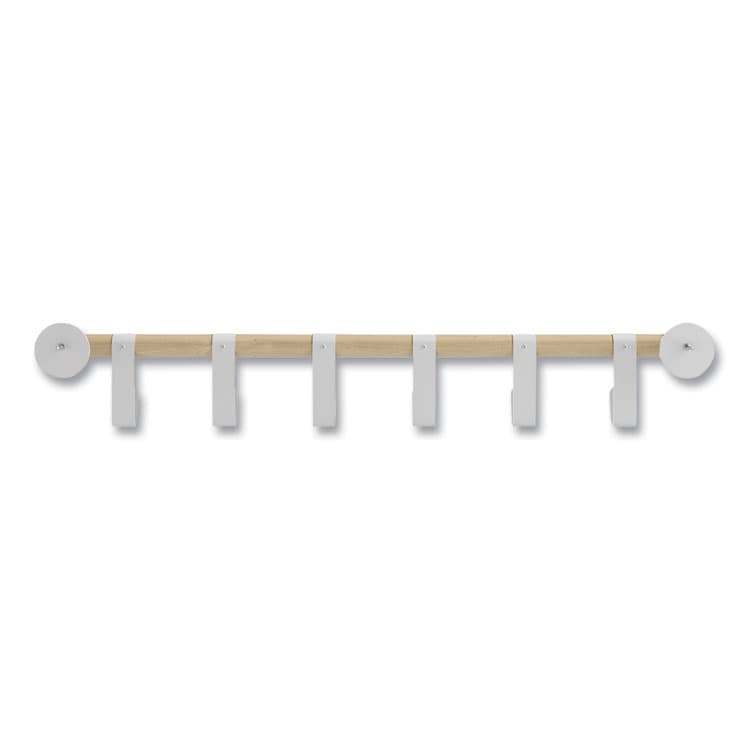 SAFCO PRODUCTS Resi Coat Wall Rack, 6 Hook, 36.25w x 4.25d x 6h, White (SAF4264WH) thumbnail 3