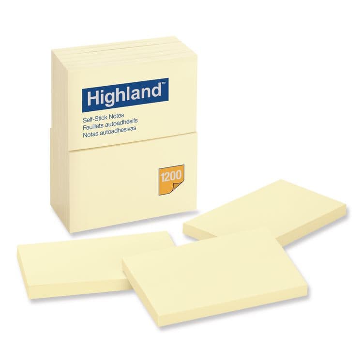 3M/COMMERCIAL TAPE DIV. Self-Stick Notes, 3" x 5", Yellow, 100 Sheets/Pad, 12 Pads/Pack (MMM6559YW)