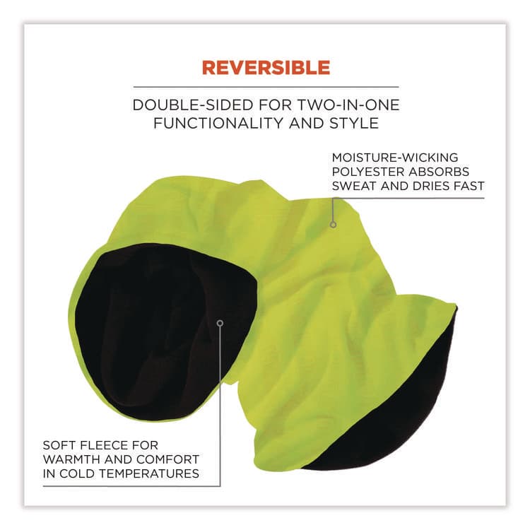 ERGODYNE CORPORATION N-Ferno 6491 Reversible Thermal Fleece + Poly Multi-Band, One Size Fits Most, Lime (EGO42320) thumbnail 3