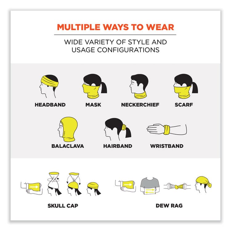 ERGODYNE CORPORATION Chill-Its 6487R Reflective Cooling Multi-Band, Polyester/Spandex, One Size Fits Most, Hi-Vis Lime (EGO42130) thumbnail 2