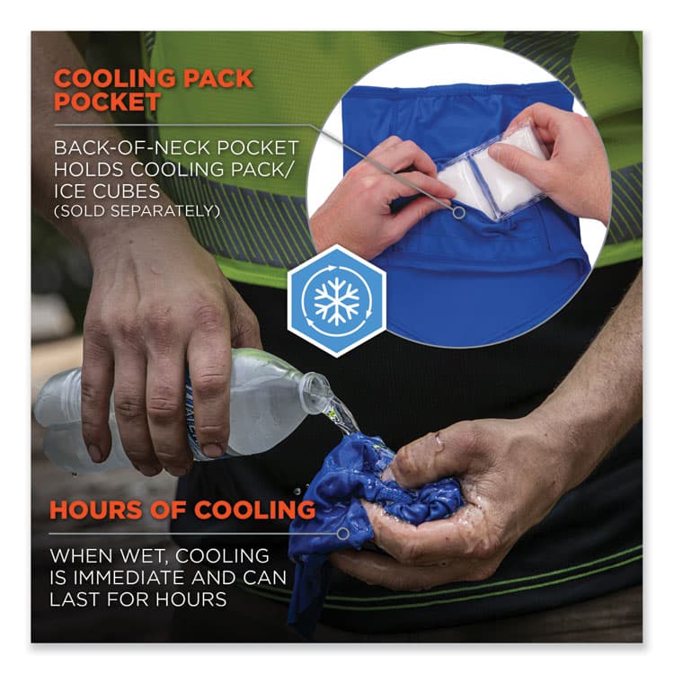ERGODYNE CORPORATION Chill-Its 6483 Cooling Neck Gaiter Bandana Pocket, Polyester/Spandex, Small/Medium, Blue (EGO42133) thumbnail 3