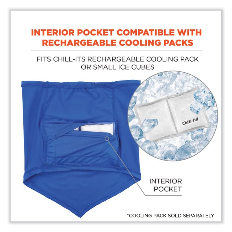 ERGODYNE CORPORATION Chill-Its 6483 Cooling Neck Gaiter Bandana Pocket, Polyester/Spandex, Large/X-Large, Blue (EGO42134) thumbnail 4