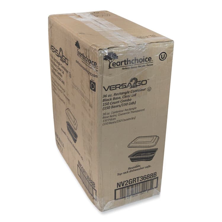 PACTIV EVERGREEN CORPORATION EarthChoice Versa2Go Microwaveable Container, 36 oz, 8.4 x 5.6 x 2, Black/Clear, Plastic, 150/Carton (PCTNV2GRT3688B) thumbnail 4