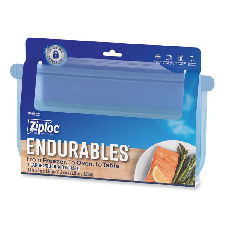 SC JOHNSON Endurables Silicone Pouches, Large, 64 oz, 8.6" x 9", Clear, 7/Carton (SJN339967) thumbnail 2