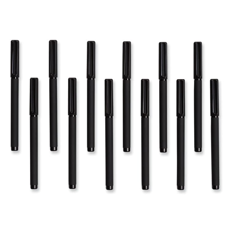 U BRANDS Catalina Soft Touch Porous Point Pen, Stick, Fine 0.7 mm, Black Ink, Black Barrel, Dozen (UBR5007U0124) thumbnail 2