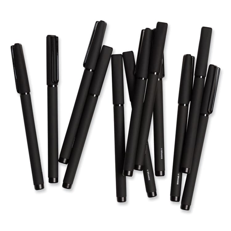 U BRANDS Catalina Soft Touch Porous Point Pen, Stick, Fine 0.7 mm, Black Ink, Black Barrel, Dozen (UBR5007U0124) thumbnail 4