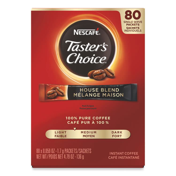 NESTLE Taster's Choice Stick Pack, House Blend, 80/Box (NES15782)