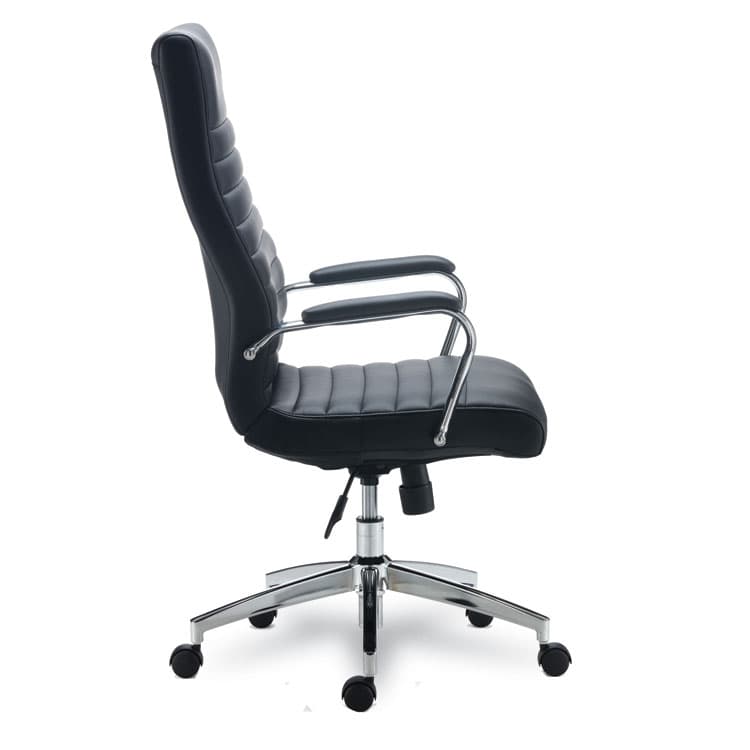 ALERA Alera Eddleston Leather Manager Chair, Supports Up to 275 lb, Black Seat/Back, Chrome Base (ALEED41B19) thumbnail 3