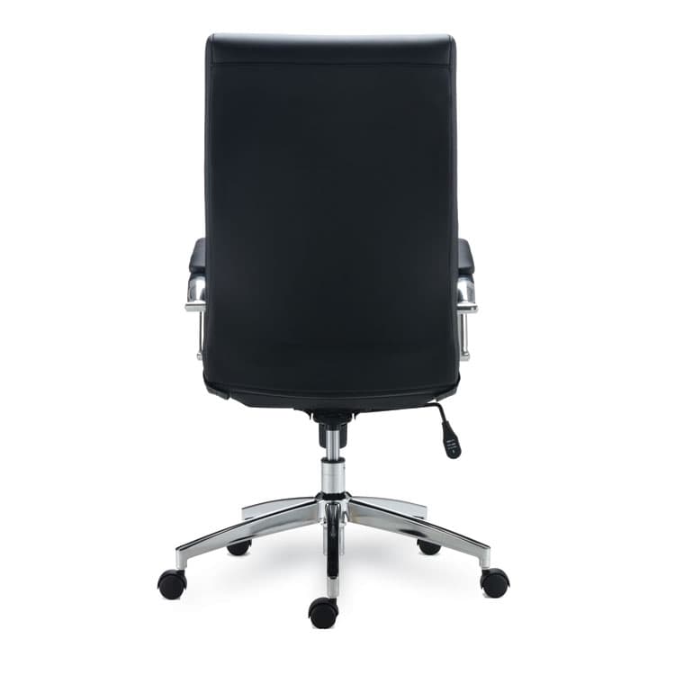 ALERA Alera Eddleston Leather Manager Chair, Supports Up to 275 lb, Black Seat/Back, Chrome Base (ALEED41B19) thumbnail 4