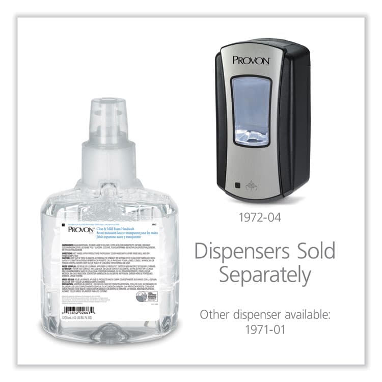 GO-JO INDUSTRIES Clear and Mild Foam Hand Wash Refill, Unscented, 1,200 mL, 2/Carton (GOJ194102) thumbnail 3