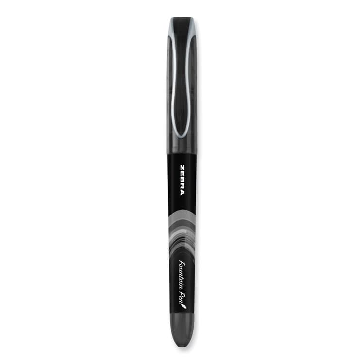 ZEBRA PEN CORP. Fountain Pen, Fine 0.6 mm, Black Ink, Black/Gray Barrel, 12/Pack (ZEB48310) thumbnail 2