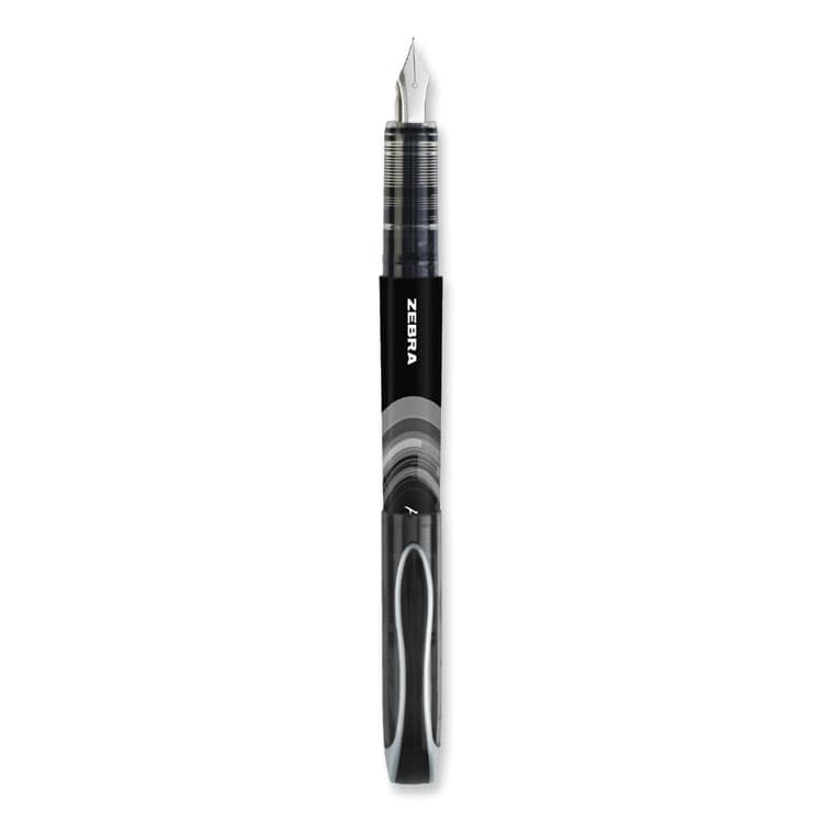 ZEBRA PEN CORP. Fountain Pen, Fine 0.6 mm, Black Ink, Black/Gray Barrel, 12/Pack (ZEB48310) thumbnail 3