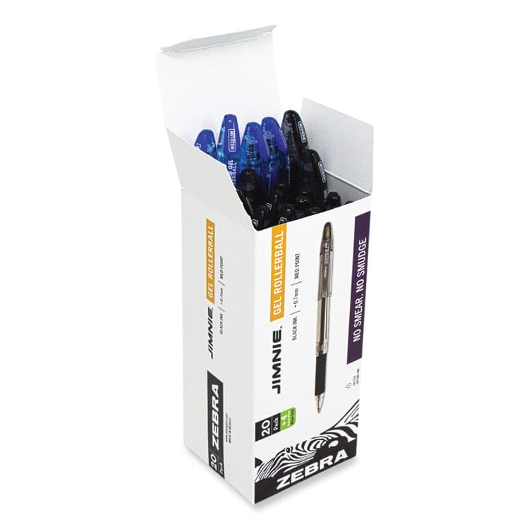 ZEBRA PEN CORP. Jimnie Gel Pen Value Pack, Stick, Medium 0.7 mm, Black Ink, Clear/Black Barrel, 24/Box (ZEB14410) thumbnail 4