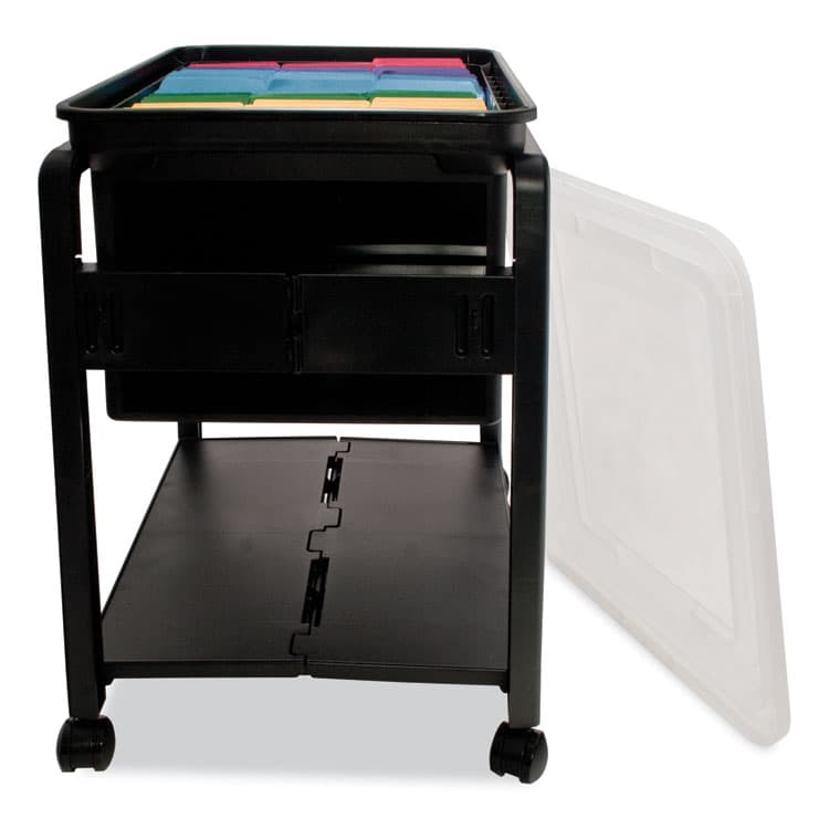 ADVANTUS CORPORATION Folding Mobile File Cart, Plastic, 1 Shelf, 1 Bin, 14.5" x 18.5" x 21.75", Black (AVT55758) thumbnail 3