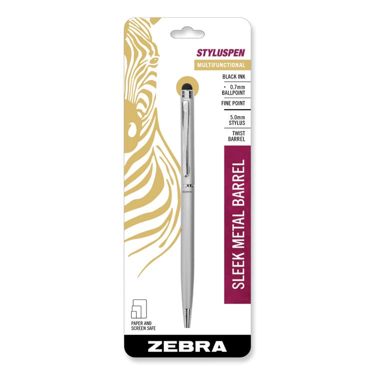 ZEBRA PEN CORP. StylusPen Twist Ballpoint Pen/Stylus, Silver (ZEB33161)