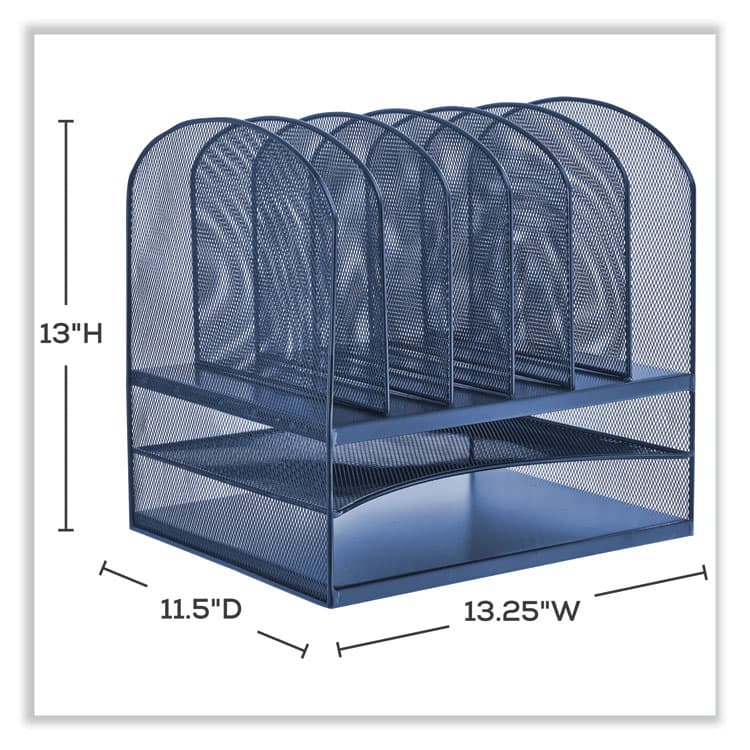 SAFCO PRODUCTS Onyx Desk Organizer with Two Horizontal and Six Upright Sections, Letter Size Files, 13.25 x 11.5 x 13, Blue (SAF3255BU) thumbnail 4