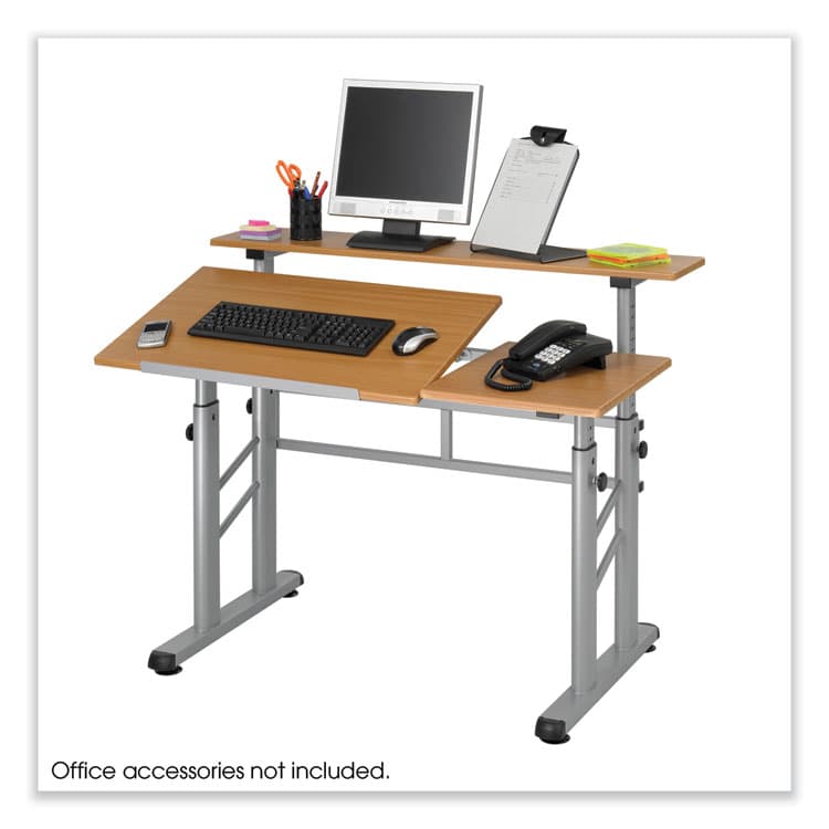 SAFCO PRODUCTS Height-Adjustable Split Level Drafting Table, Rectangular/Square, 47.25 x 29.75 x 26 to 37.25, Medium Oak (SAF3965MO) thumbnail 2