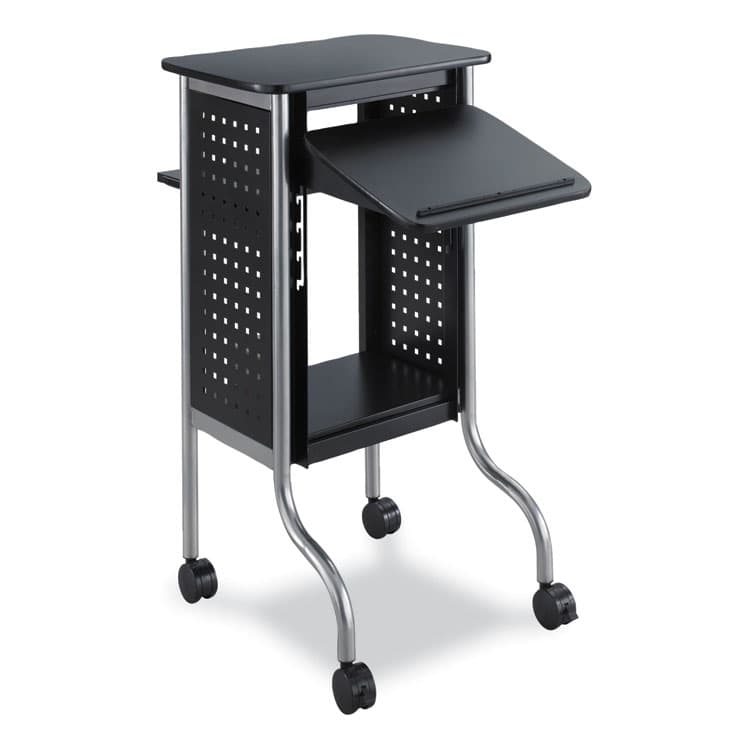 SAFCO PRODUCTS Scoot Presentation Cart, 50 lb Capacity, 4 Shelves, 21.5" x 30.25" x 40.5", Black (SAF8945BL)