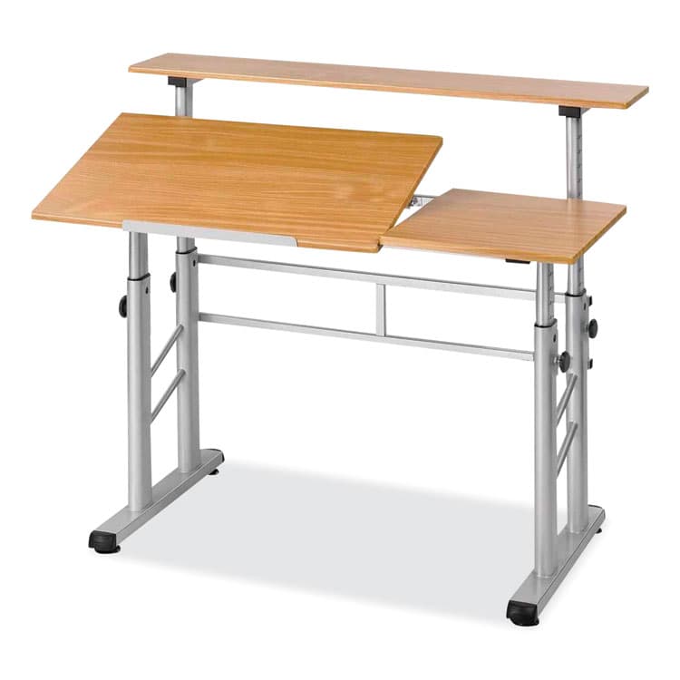 SAFCO PRODUCTS Height-Adjustable Split Level Drafting Table, Rectangular/Square, 47.25 x 29.75 x 26 to 37.25, Medium Oak (SAF3965MO)