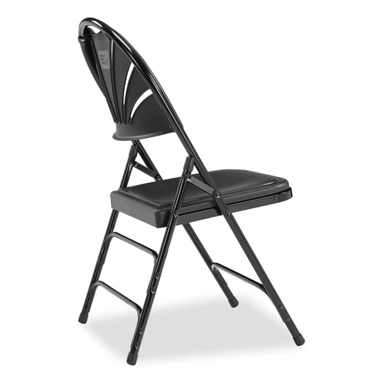 NATIONAL PUBLIC SEATING 1100 Series Fan-Back Tri-Brace Dual Hinge Folding Chair, Supports Up to 500 lb, 17.75" Seat Height, Black, 4/Carton (NPS1110) thumbnail 4