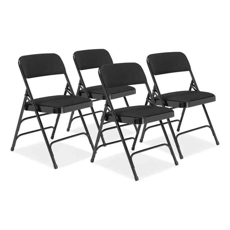 NATIONAL PUBLIC SEATING 2300 Series Fabric Upholstered Triple Brace Premium Folding Chair, Supports Up to 500 lb, Midnight Black, 4/Carton (NPS2310)