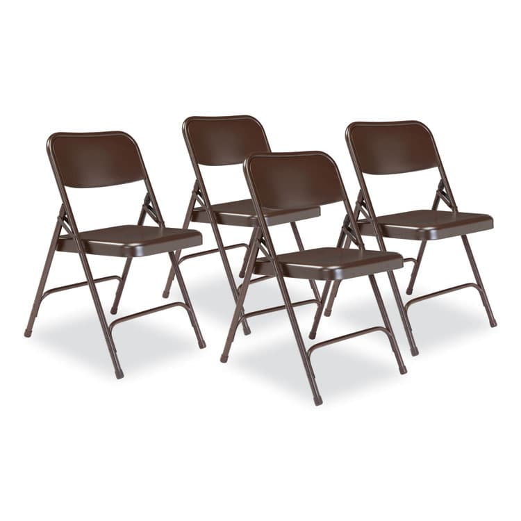 NATIONAL PUBLIC SEATING 200 Series Premium All-Steel Double Hinge Folding Chair, Supports Up to 500 lb, 17.25" Seat Height, Brown, 4/Carton (NPS203)