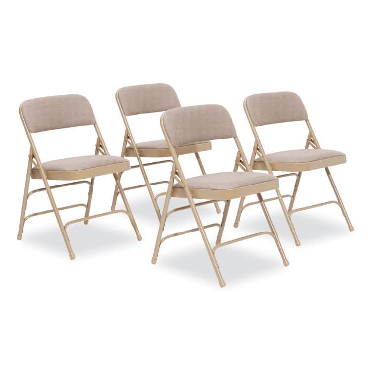 NATIONAL PUBLIC SEATING 2300 Series Fabric Triple Brace Double Hinge Premium Folding Chair, Supports Up to 500 lb, Cafe Beige, 4/Carton (NPS2301)