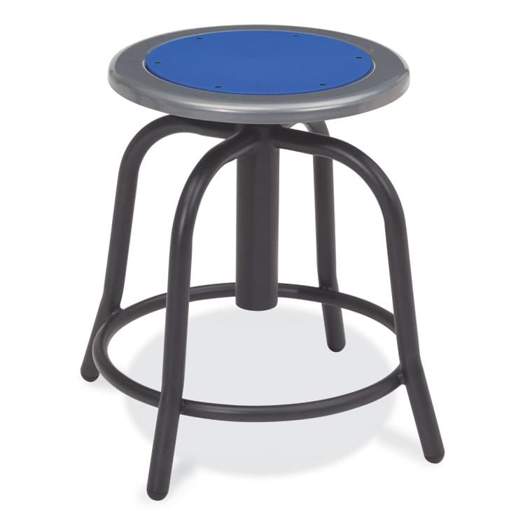NATIONAL PUBLIC SEATING 6800 Series Height Adjustable Metal Seat Stool, Supports Up to 300 lb, 18" to 24" Seat Height, Persian Blue Seat/Black Base (NPS682510)