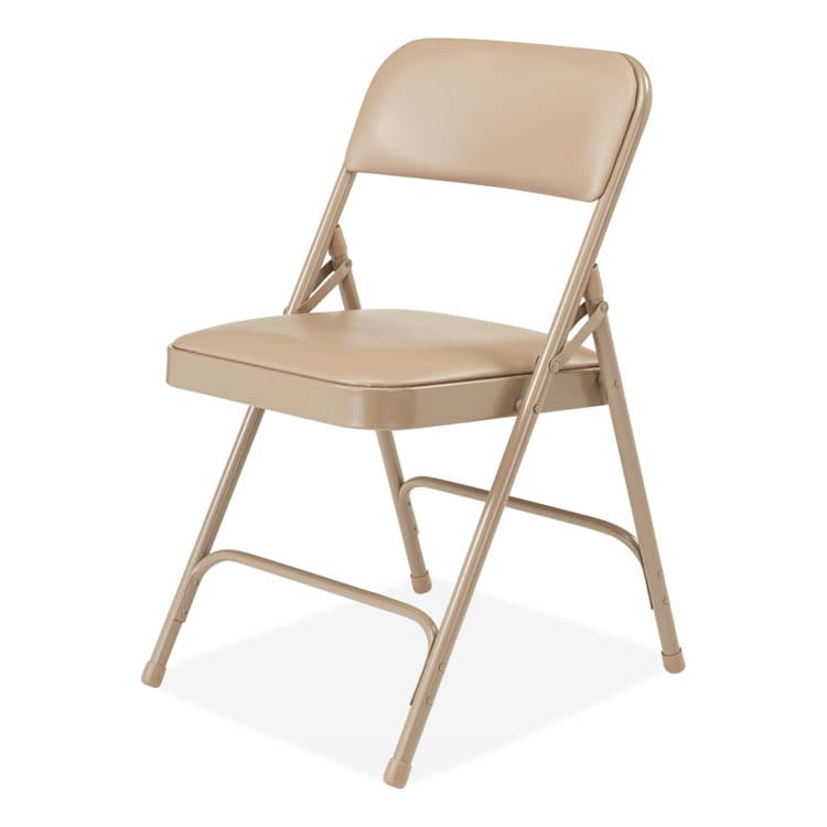 NATIONAL PUBLIC SEATING 1200 Series Premium Vinyl Dual-Hinge Folding Chair, Supports Up to 500 lb, 17.75" Seat Height, French Beige, 4/Carton (NPS1201) thumbnail 3
