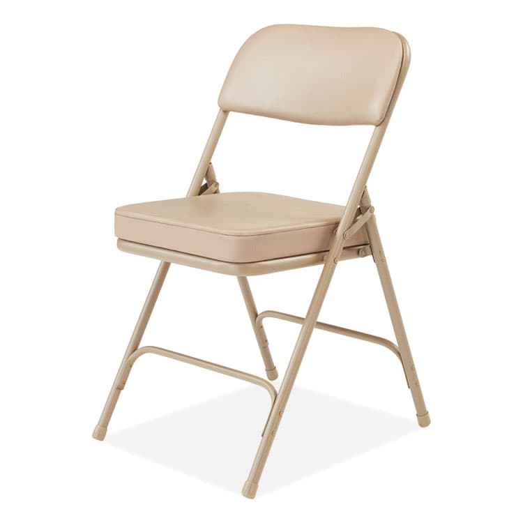 NATIONAL PUBLIC SEATING 3200 Series 2" Vinyl Upholstered Double Hinge Folding Chair, Supports Up to 300lb, 18.5" Seat Height, Beige, 2/Carton (NPS3201) thumbnail 3