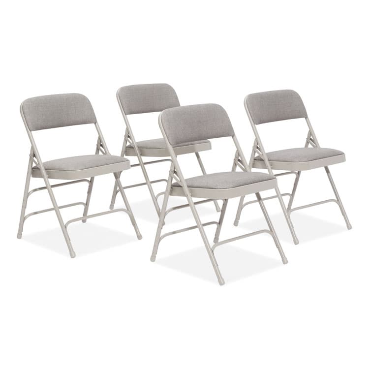 NATIONAL PUBLIC SEATING 2300 Series Fabric Triple Brace Double Hinge Premium Folding Chair, Supports Up to 500 lb, Greystone, 4/Carton (NPS2302)