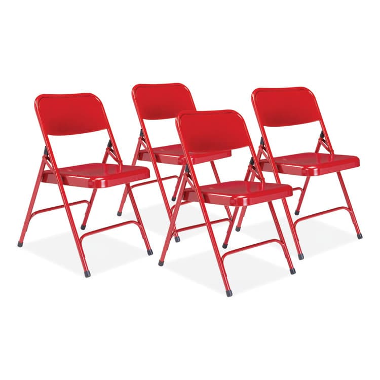 NATIONAL PUBLIC SEATING 200 Series Premium All-Steel Double Hinge Folding Chair, Supports Up to 500 lb, 17.25" Seat Height, Red, 4/Carton (NPS240)