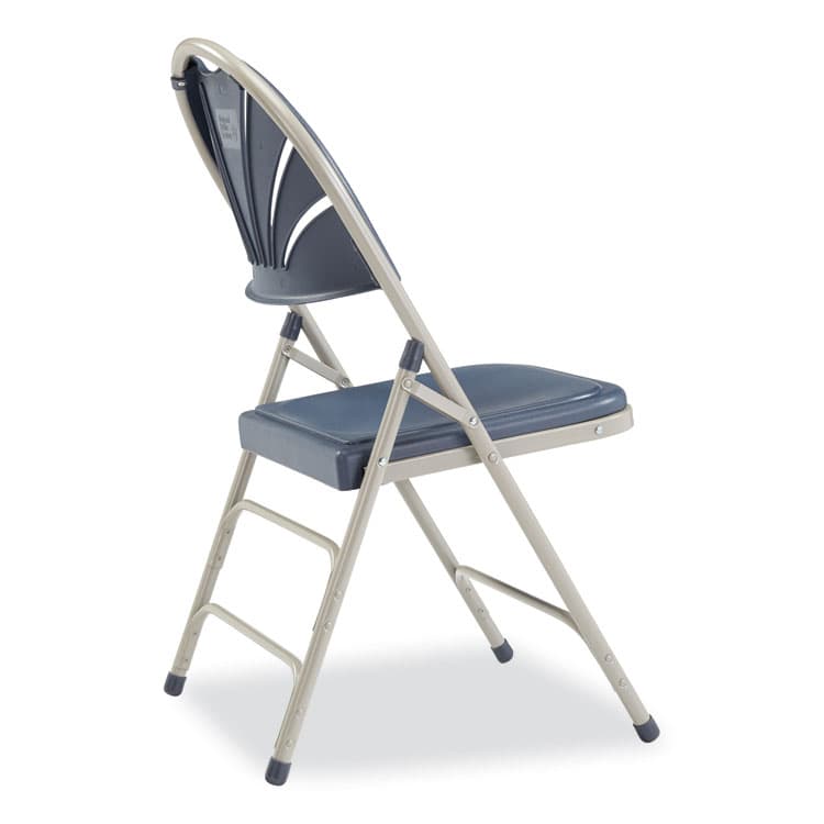 NATIONAL PUBLIC SEATING 1100 Series Deluxe Fan-Back Tri-Brace Folding Chair, Supports Dark Blue Seat, Dark Blue Back, Gray Base, 4/Carton (NPS1115) thumbnail 4