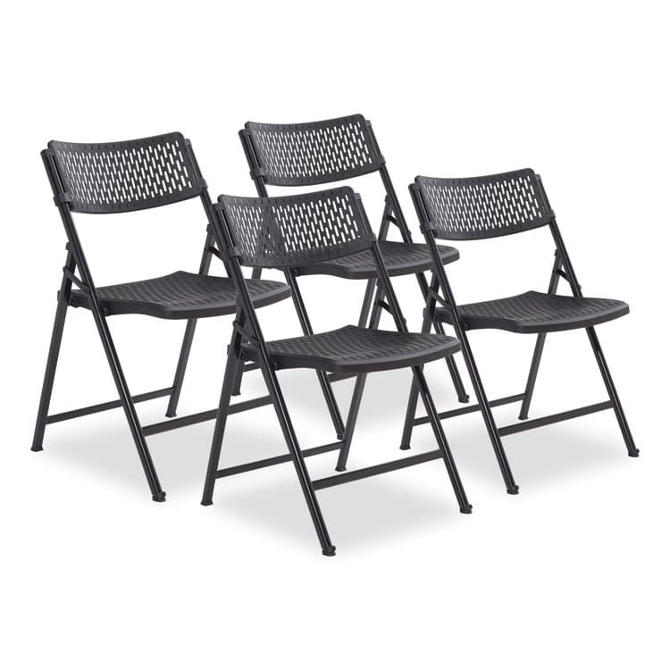 NATIONAL PUBLIC SEATING AirFlex Series Premium Poly Folding Chair, Supports Up to 1,000 lb, 17.25" Seat Height, Black, 4/Carton (NPS1410)