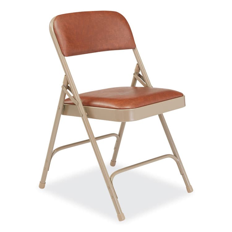 NATIONAL PUBLIC SEATING 1200 Series Vinyl Dual-Hinge Folding Chair, Supports Up to 500 lb, Honey Brown Seat, Honey Brown Back, Beige Base, 4/Carton (NPS1203) thumbnail 2