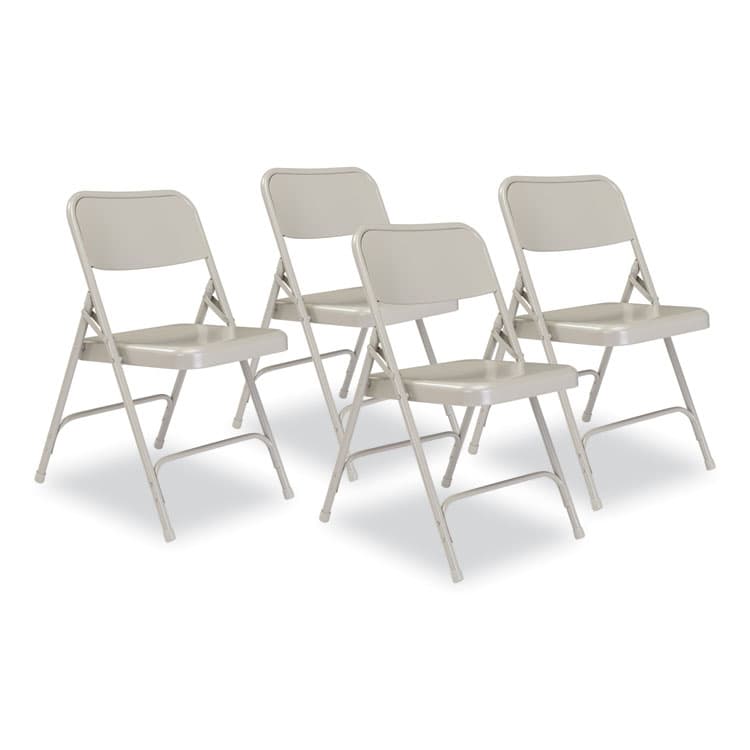 NATIONAL PUBLIC SEATING 200 Series Premium All-Steel Double Hinge Folding Chair, Supports Up to 500 lb, 17.25" Seat Height, Gray, 4/Carton (NPS202)