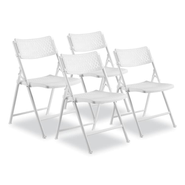 NATIONAL PUBLIC SEATING AirFlex Series Premium Poly Folding Chair, Supports Up to 1,000 lb, 17.25" Seat Height, White Seat/Back/Base, 4/Carton (NPS1421)