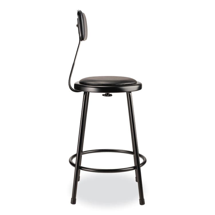 NATIONAL PUBLIC SEATING 6400 Series Heavy Duty Vinyl Padded Stool with Backrest, Supports 300 lb, 24" Seat Height, Black Seat, Black Back, Black Base (NPS6424B10) thumbnail 3