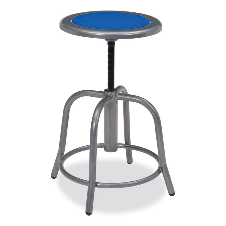 NATIONAL PUBLIC SEATING 6800 Series Height Adjustable Metal Seat Stool, Supports Up to 300 lb, 18" to 24" Seat Height, Persian Blue Seat/Gray Base (NPS682502) thumbnail 2